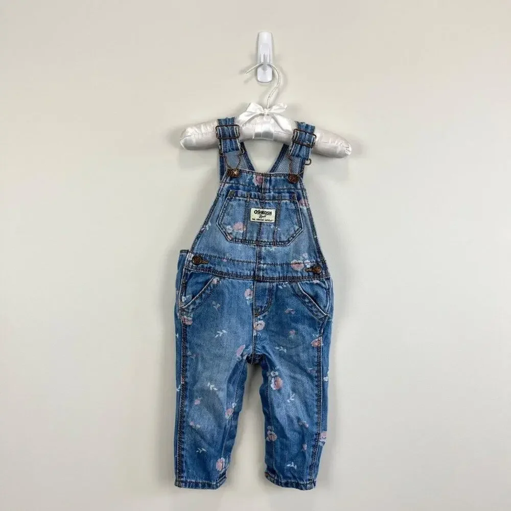 OshKosh B'gosh Blue Floral Overalls 6-9 Months